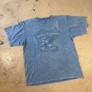 Harley Davidson Motorcycle Knoxville Tennessee Eagle Blue Acid Wash Tee Size XL